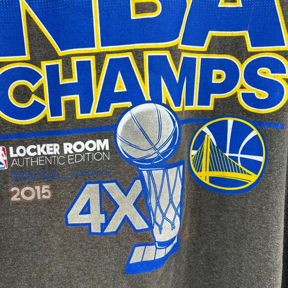 Adidas (L) Gray Golden State 2015 4X NBA Champs Locker Room Edition Go-To Tee - Picture 6 of 9